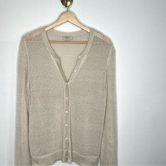LOFT Cream Metallic Knit Cardigan - Picture 4 of 7